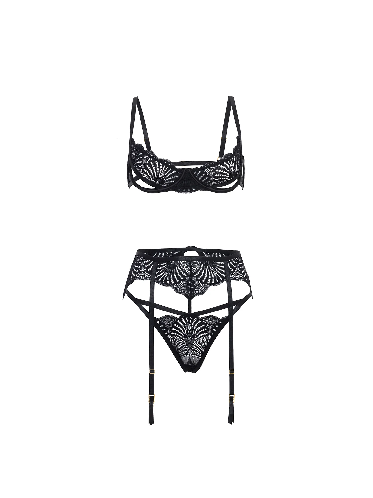 Hazel Peek-A-Boo 3 PC Bra Set